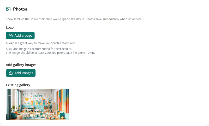 The Photos section